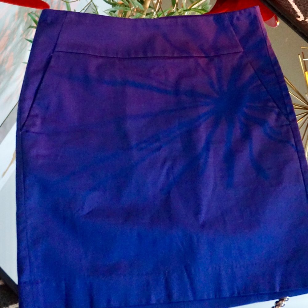 ANN TAYLOR BLUE SKIRT ,SIZE 0  (PREOWNED)